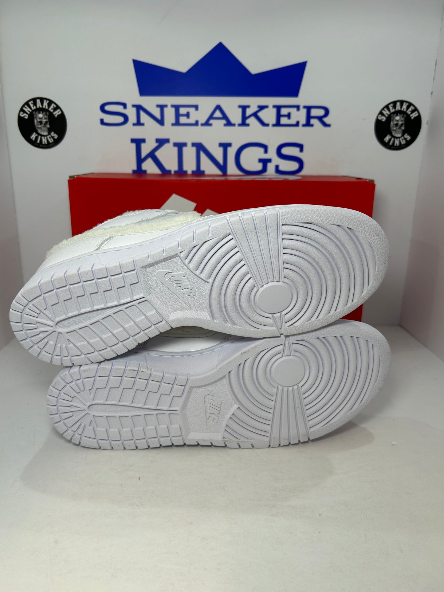 Nike By You Dunk Low SE Triple White Fuzzy Sherpa Lucky Soul