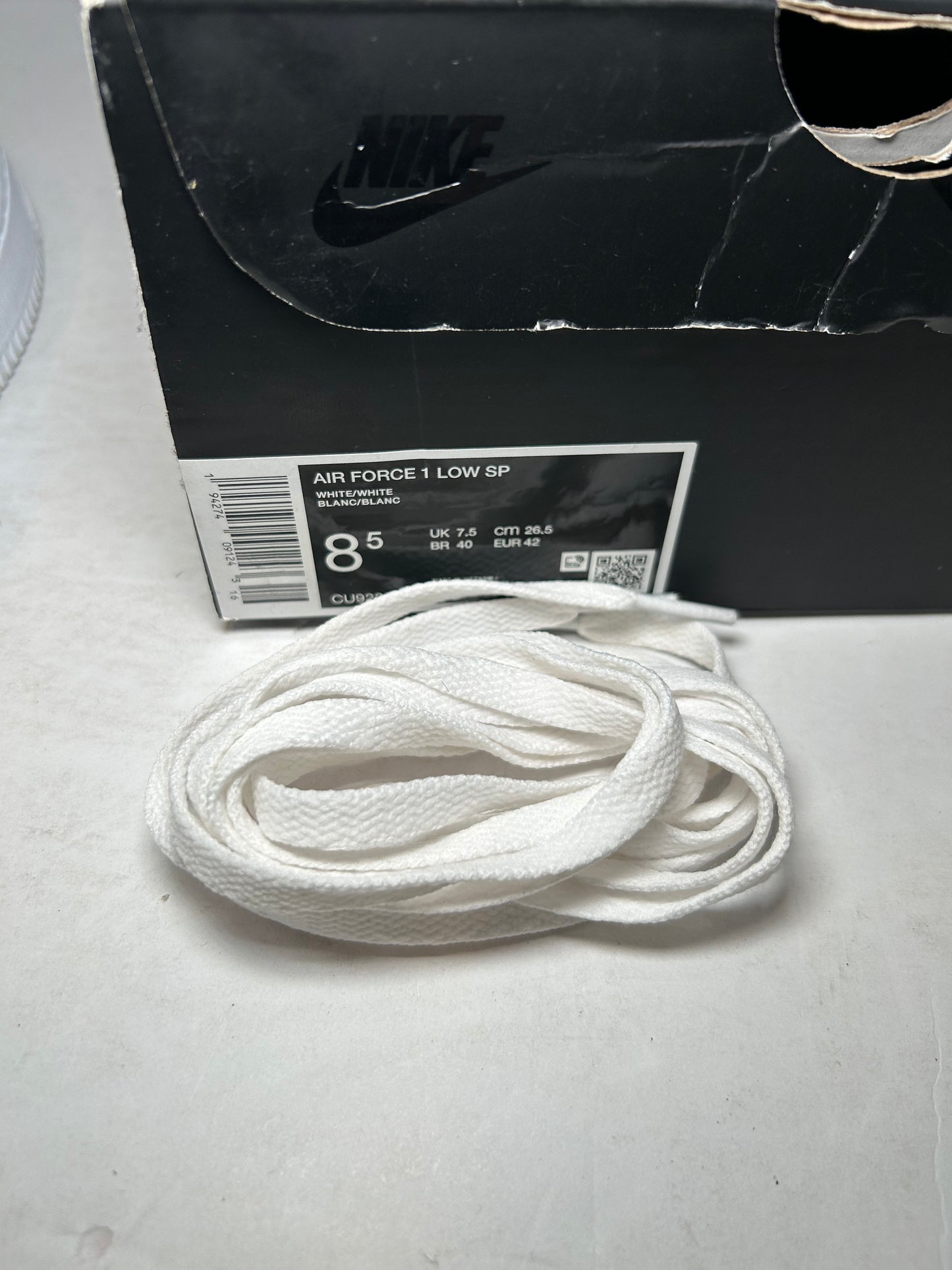 Nike Air Force 1 Supreme Low Box Logo White (Pre-Owned)