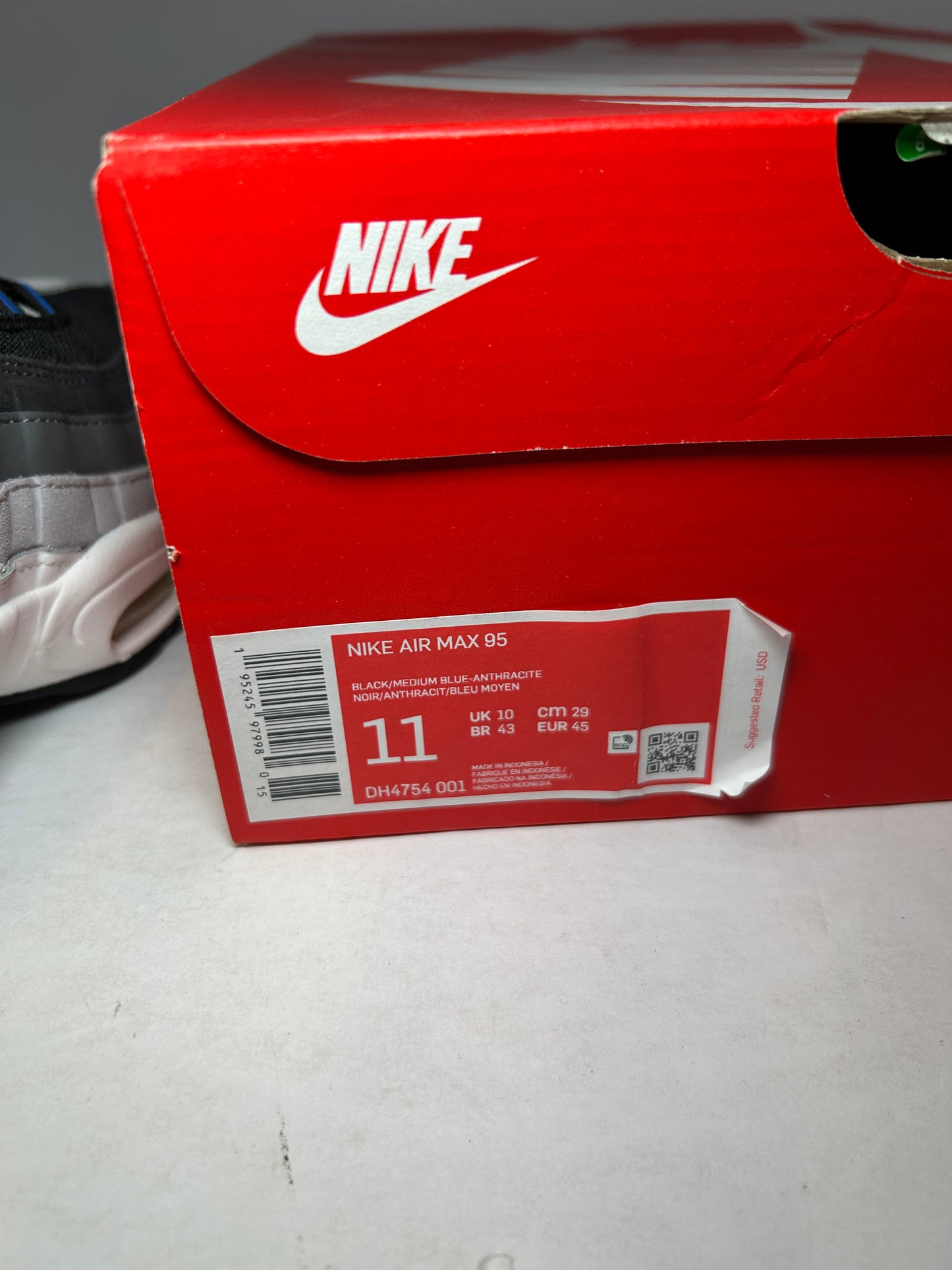 Nike Air Max 95 Black Medium Blue (Pre-Owned)