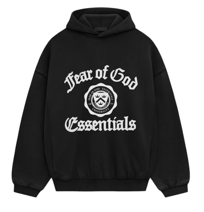 Fear of God Essentials Heavy Fleece Vintage Shrunken Black Hoodie