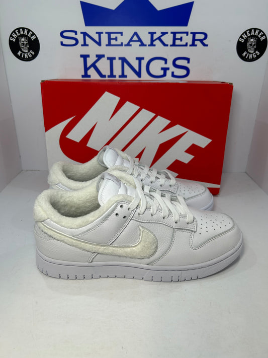 Nike By You Dunk Low SE Triple White Fuzzy Sherpa Lucky Soul