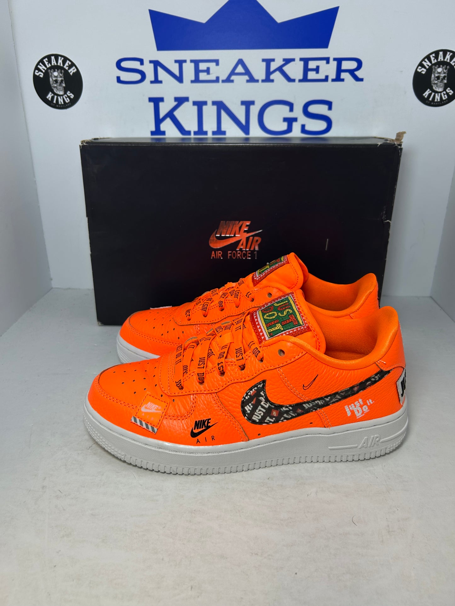 Nike Air Force 1 PRM Low GS Orange Just Do It Logo (Pre-Owned)