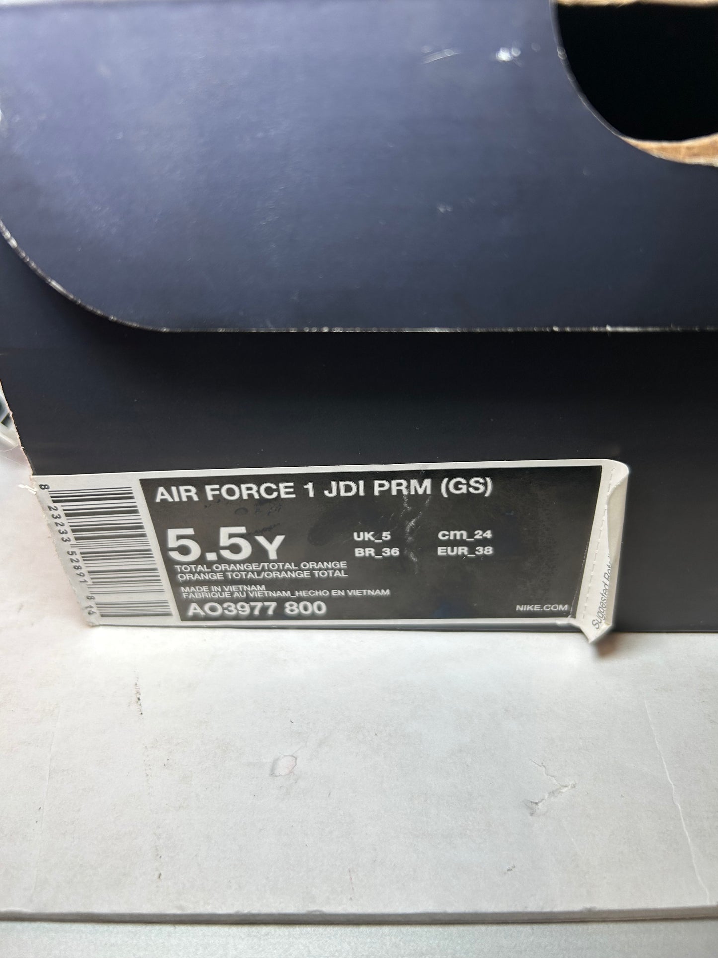 Nike Air Force 1 PRM Low GS Orange Just Do It Logo (Pre-Owned)