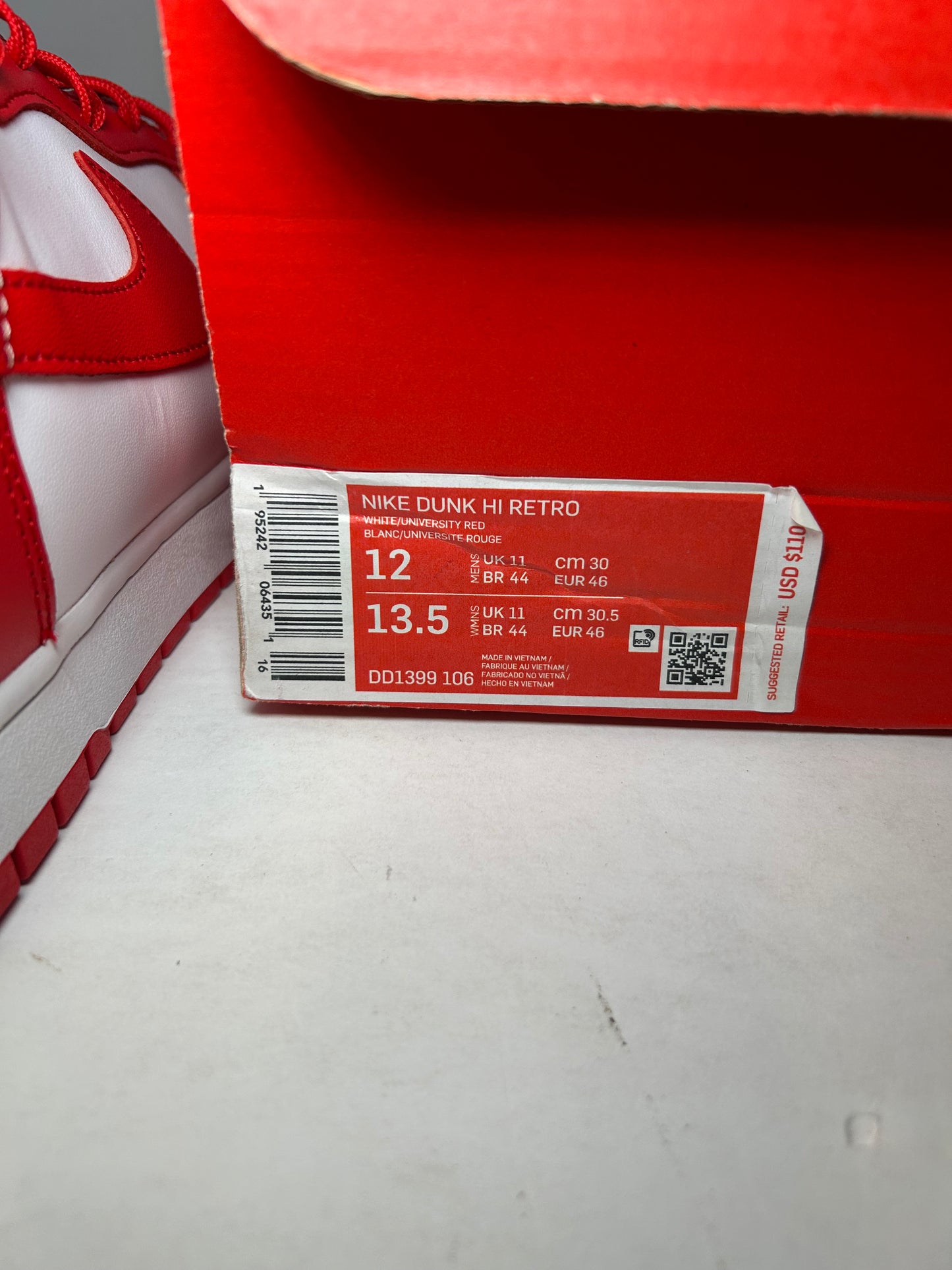 Nike Dunk High University Red (Pre-Owned)